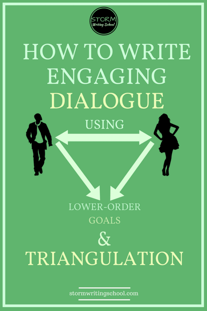To avoid flat dialogue scenes, learn to triangulate the characters' interaction with a lower-order goal. | stormwritingschool.com